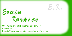 ervin korpics business card